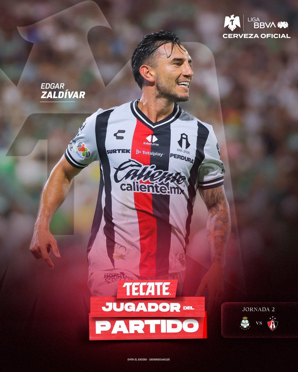 LigaBBVAMX's tweet photo. ¡El que marcó diferencia! 🔥
@AtlasFC se impuso por la mínima en Torreón y tú votaste a Edgar Zaldívar como el #TecateJugadorDelPartido. 🦊
@CervezaTecate | #TecatePorTi | #SANATS https://t.co/sFeALND6lx