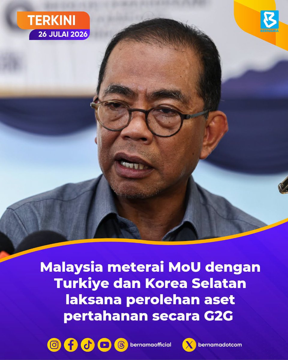 bernamadotcom's tweet photo. Malaysia meterai MoU dengan Turkiye dan Korea Selatan laksana perolehan aset pertahanan secara G2G - Mohamed Khaled

#BernamaNews https://t.co/WIIfjhfgLt