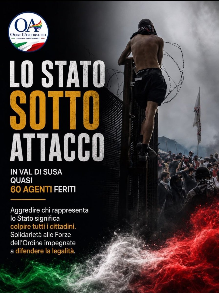 OltreArcobcn's tweet photo. In Val di Susa va in scena una violenza inaccettabile: bombe carta, mezzi delle Forze dell’Ordine in fiamme e quasi 60  agenti feriti. ​Massima solidarietà e vicinanza agli uomini e alle donne in divisa.
Lo Stato non puó piegarsi  alle intimidazioni di questi delinquenti. https://t.co/nZFVF9Runn