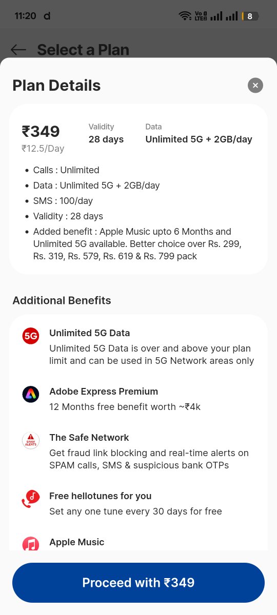 mish70325's tweet photo. @airtelindia why 349 recharge have different benefit in your app and and in Paytm 349 1.5 gb/day
On paytm is shows 2gb/day https://t.co/nJ7CfkjJtj