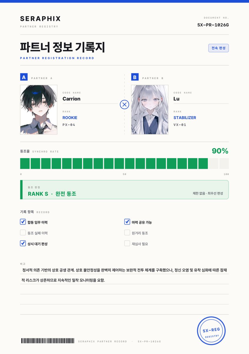 Love_Error_Code's tweet photo. 🩶 「𝐒𝐄𝐑𝐀𝐏𝐇𝐈𝐗」 𝐏𝐚𝐫𝐭𝐧𝐞𝐫 𝐑𝐞𝐜𝐨𝐫𝐝

SERAPHIX 페어의 파트너 기록지를 만들 수 있는 사이트를 배포합니다.
자유롭게 사용해 주세요~ ✩ ˚.・⊹

🔗 https://t.co/fZ6yndHheO https://t.co/zJ5grk7pD7