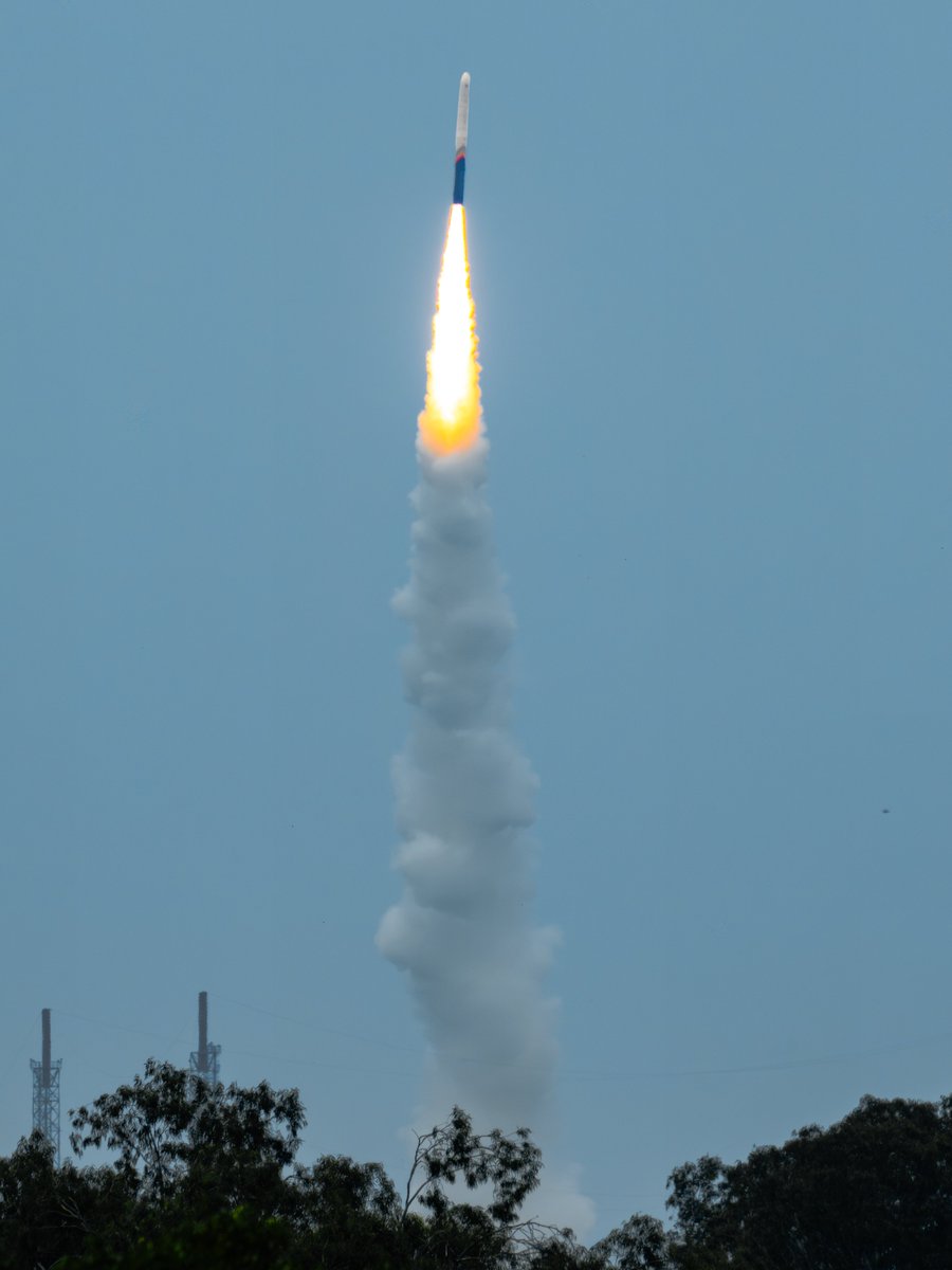 SkyrootA's tweet photo. Vikram-1, climbing. 🚀
Caught mid-ascent on its maiden flight to orbit — a single unbroken column of plume running from the pad at Sriharikota to the top.

The kit that froze it:
📷 Body — Nikon Z9
🔭 Lens — Nikkor Z 800mm
⚙️ 800mm · 1/1600s · f/13 · ISO 400
📍 Shot from ~7 kms away from the Launch View Gallery

📸 Dheeraj Khandelwal

#MissionAagamanInAction #Vikram1