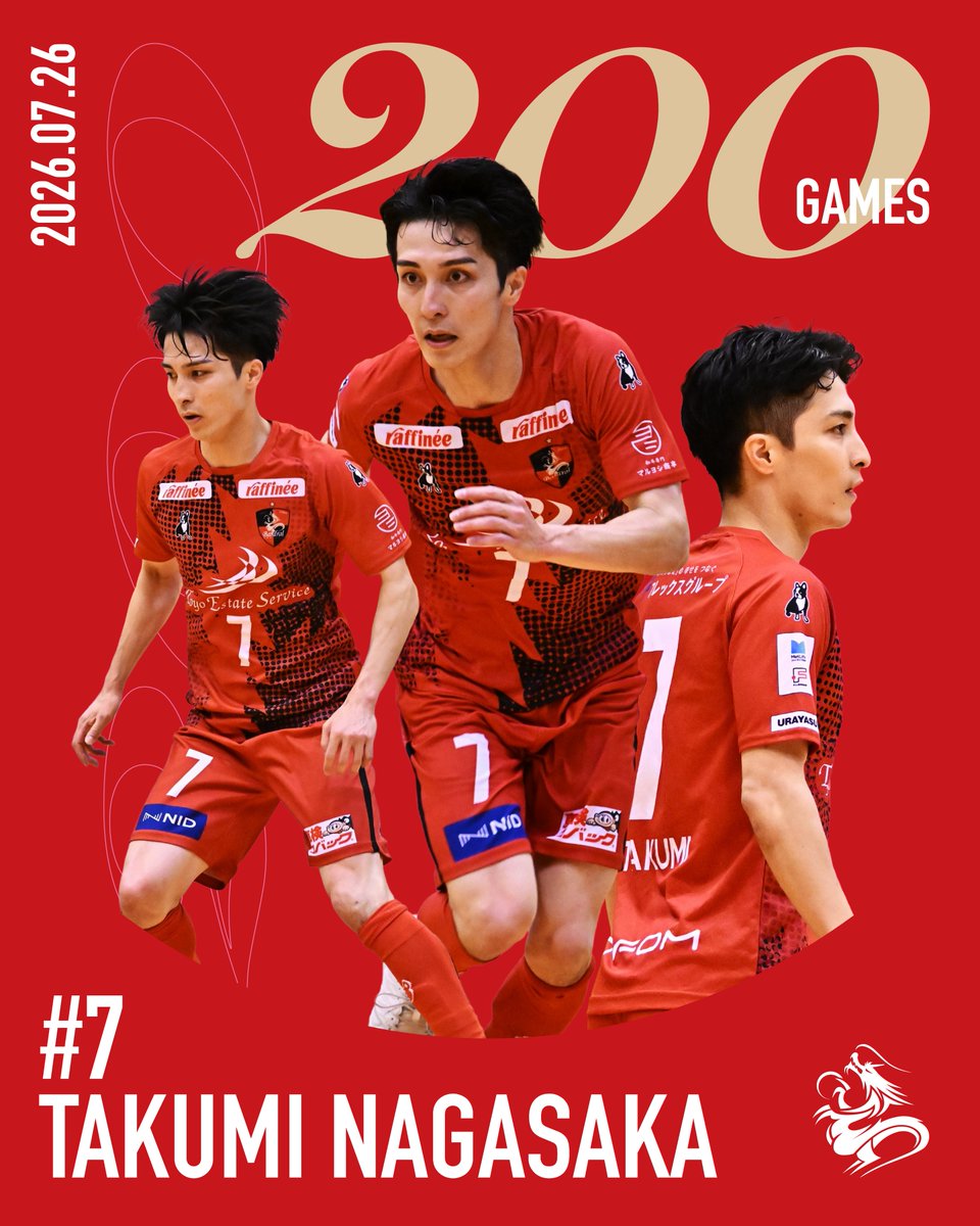 bardral_urayasu's tweet photo. 🔴Fリーグ通算200試合出場達成⚫️

本日のホーム町田戦にて、FP7 長坂拓海選手がFリーグ通算200試合出場を達成いたしました🎊

#bardral
#浦安一心 https://t.co/DMYtHPSZI2