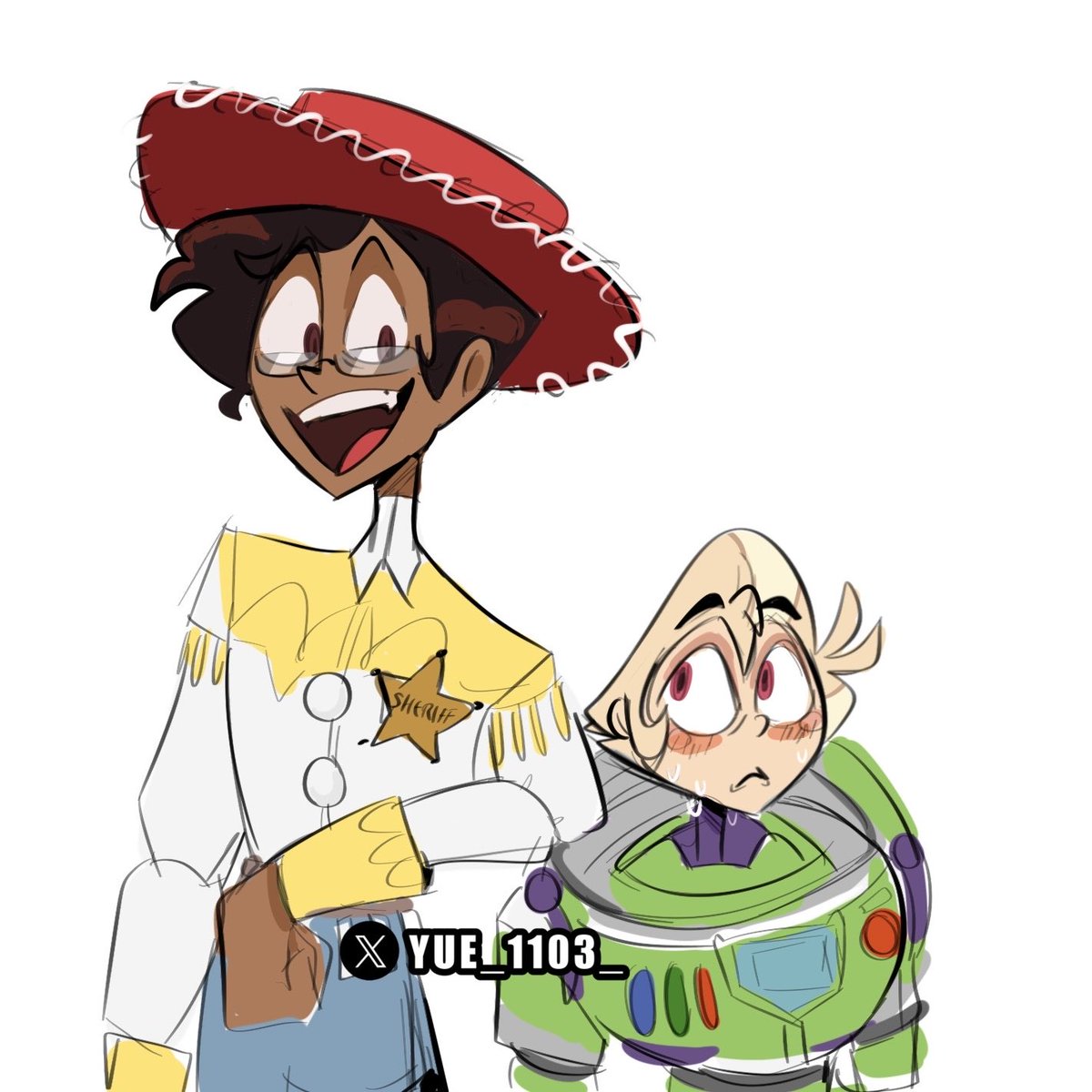 Yue_1103_'s tweet photo. Alastor &amp; Lucifer as Jessie &amp; Buzz 🤭

#radioapple #alastor #lucifer https://t.co/Z5WA3Pwwwa