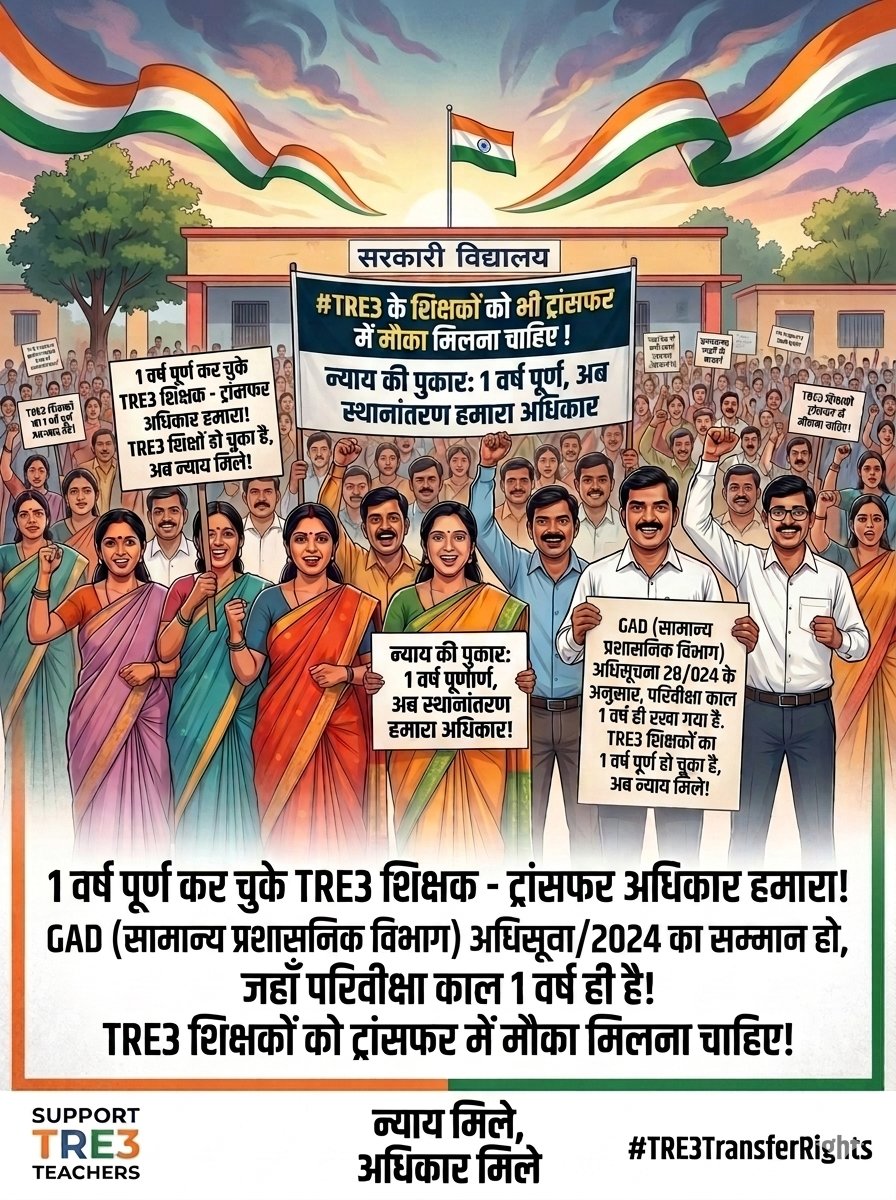 BiharTeachersUn's tweet photo. एक तरफ #TRE1,2 के शिक्षकों को परिवीक्षा काल में ही 2-2 बार ट्रांसफर का मौका मिलता है , वहीं #TRE3 के शिक्षकों को बार-बार ट्रांसफर प्रक्रिया से बाहर कर दिया जा रहा है । 
कृपया ध्यान दे !
#TRE3 के शिक्षकों को ट्रांसफर प्रक्रिया में मौका मिलना चाहिए । @mkrtiwari_bjp @BiharEducation_ https://t.co/AzmFESu7xI