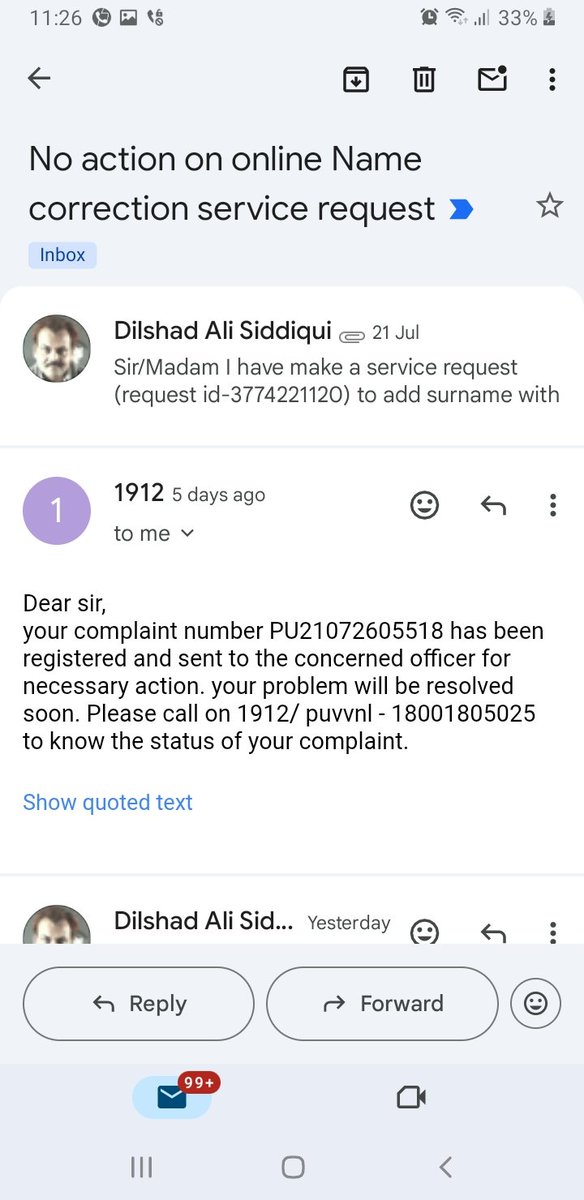 dilfcc's tweet photo. @UPPCLLKO @PuVVNLHQ @puvvnlfatehpur 
Sir 
  I have a service request id:3774221120 to add surname for pm solar subsidy transfer and a complain id PU21072605518 but no https://t.co/xYTOp595yk please take action as early as possible.
Connection No:0011348681
Mobile:9450235737 https://t.co/F1h8Jz0rRu