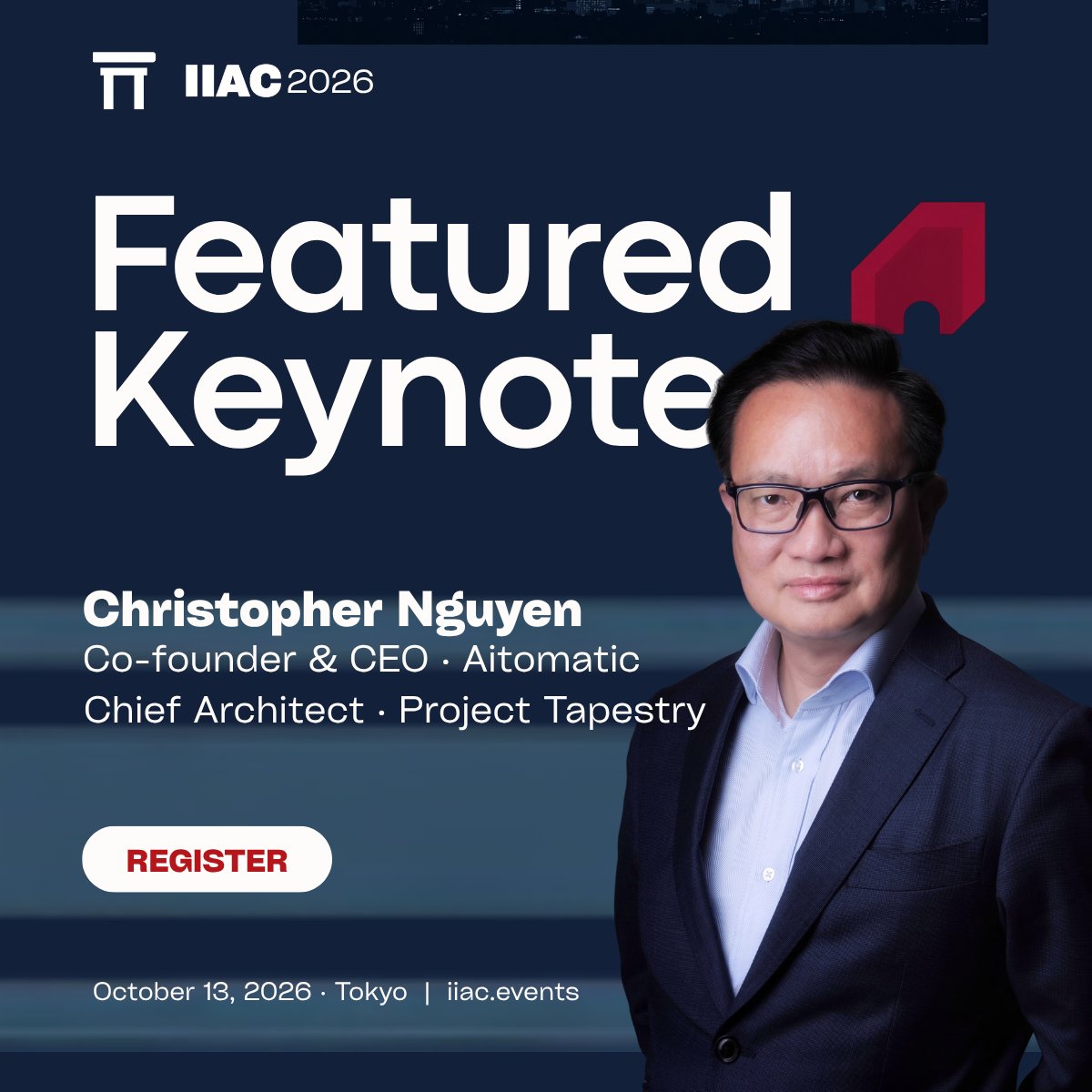 IAFederation's tweet photo. Pleased to introduce our General Chair, Dr. Christopher T. Nguyen @pentagoniac, CEO & Co-Founder of  @aitomatic and Chief Architect of Project Tapestry by @thealliance_ai.

Before industrial AI had a name, Christopher was building it at Panasonic through Arimo. At AITOMATIC, he leads DanaOS and the Cognitive Ontology, the knowledge infrastructure behind Project Tapestry’s industrial frontier.

Today he leads the knowledge infrastructure that will define who owns the intelligence running the world's industries. 

That work is the foundation everything at IIAC is built on. 

October 13 · Tokyo · https://t.co/AkQYqMwOaH