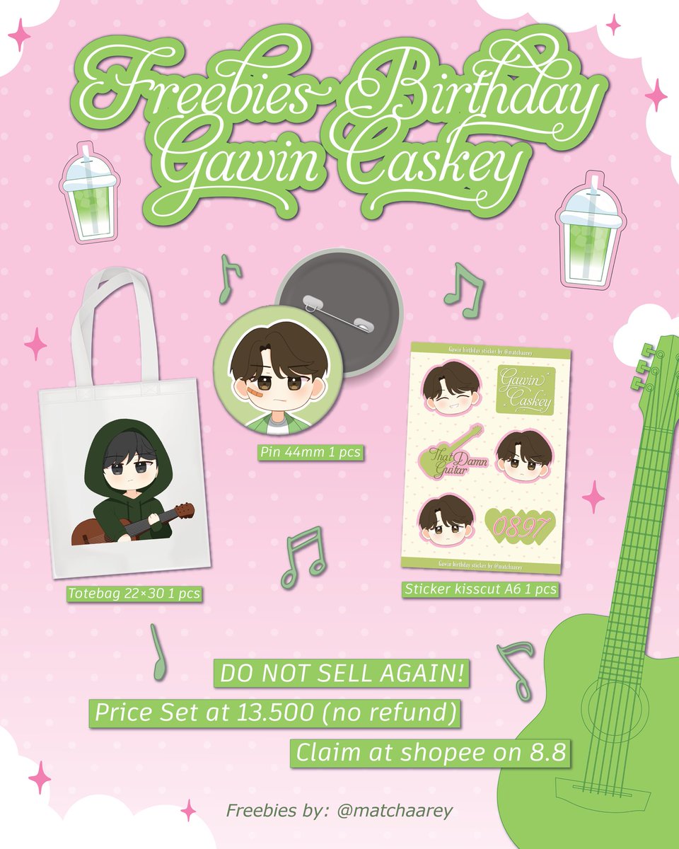 matchaarey's tweet photo. 🍵🎸GAWIN BIRTHDAY FREEBIES
By : @matchaarey

🍵tnc :
✮ everyone love JossGawin
✮ 1 person = 1 set
✮ set 13.500 (no rf)
✮ rt & like
✮ WAJIB MENULIS USERNAME DI NOTE! (yang gak nulis langsung aku batalin)
- strictly for JGn INDO ONLY
- tag me if u get 1! good luck❣️

⏰ : co by 🍊 (war) 8.8 pukul 20.00 WIB

🍵Bisa drop username di bawah kalo berminat aku tag nanti!