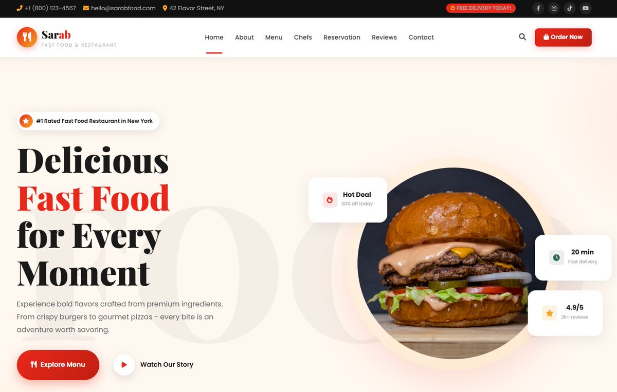 sodesign_in's tweet photo. Single Page Restaurant Website Template #WebsiteDesign  #template #graphicdesign #logo https://t.co/pYlsTEFXOi