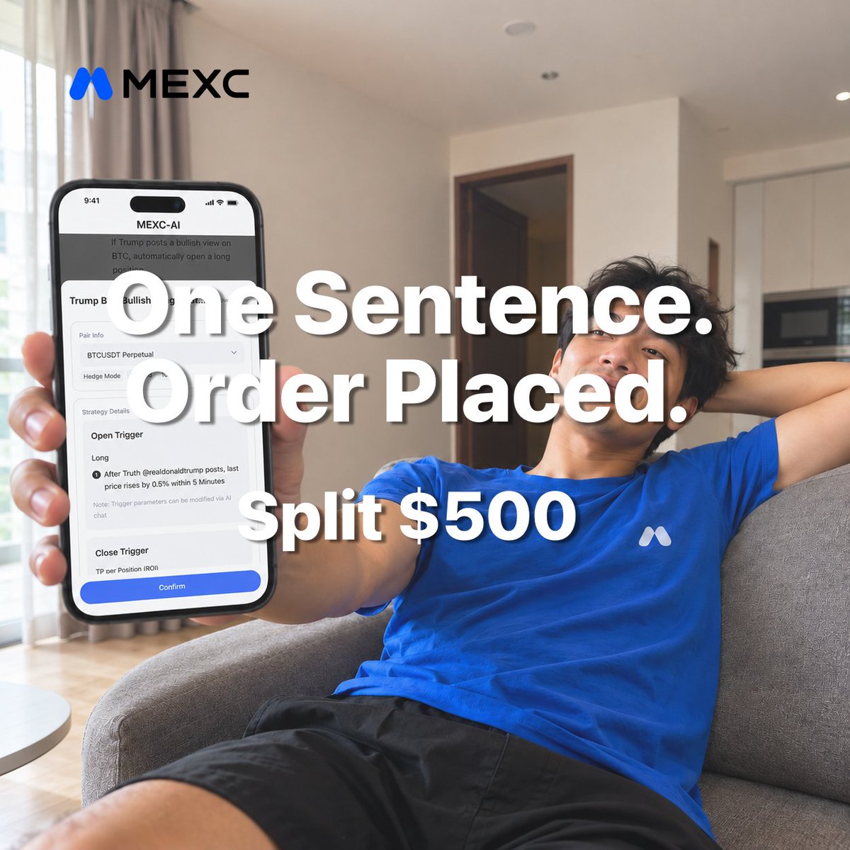 MEXC's tweet photo. One sentence. Confirm your order. Share to win.

How to enter:
1️⃣ Follow @MEXC
2️⃣ Use MEXC AI Strategy and give a one-sentence prompt → confirm order → screenshot it
3️⃣ Quote repost with your screenshot + the prompt you used + #MEXCAI

20 winners split $500.

Ends Jul 29. https://t.co/lIZzYUADMP