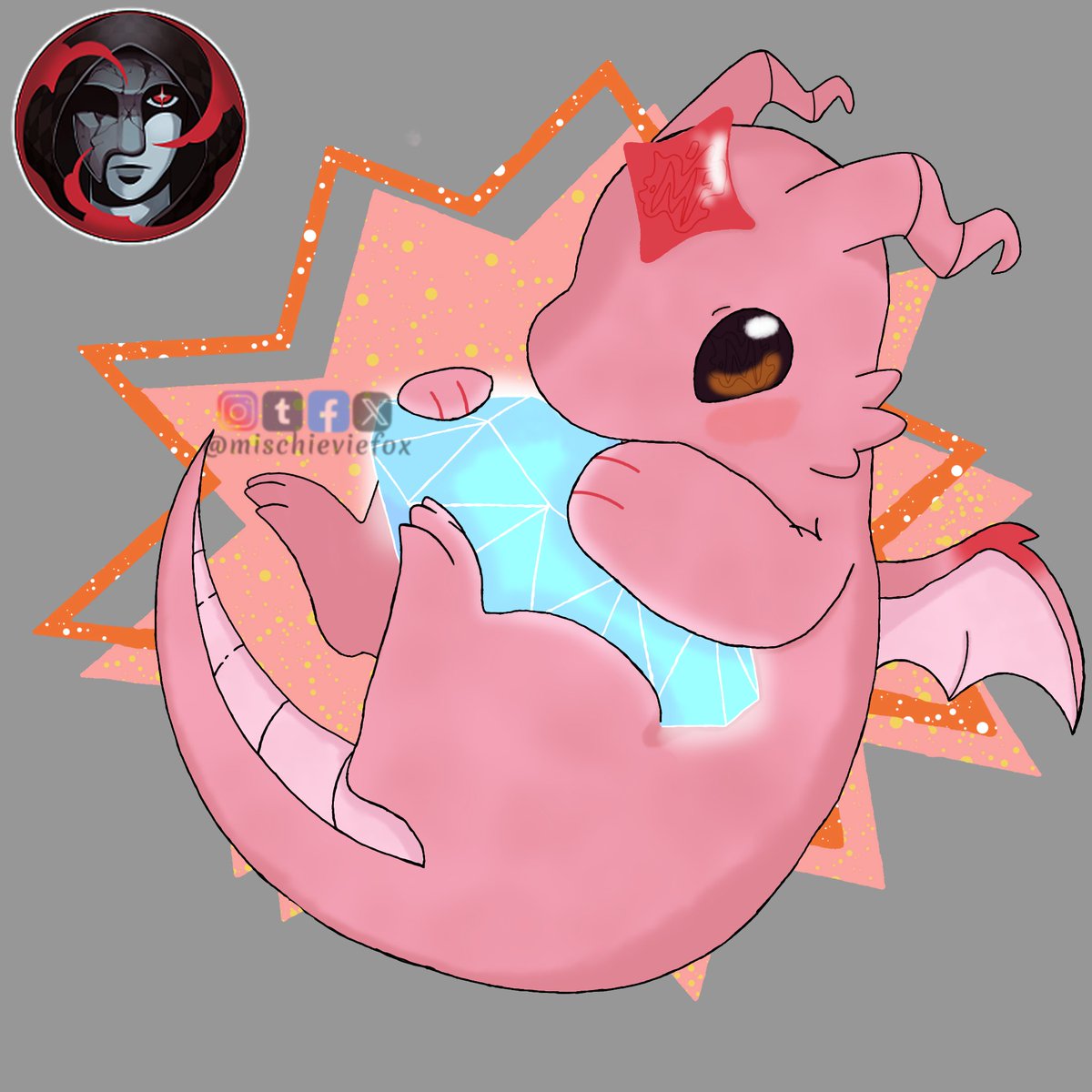 mischieviefox's tweet photo. This little guy is just so cute, had to draw it. I hope u like it tiggerbunny #artfight2026 #artfight #dragon #cutecreature https://t.co/YqpJcEGxbh