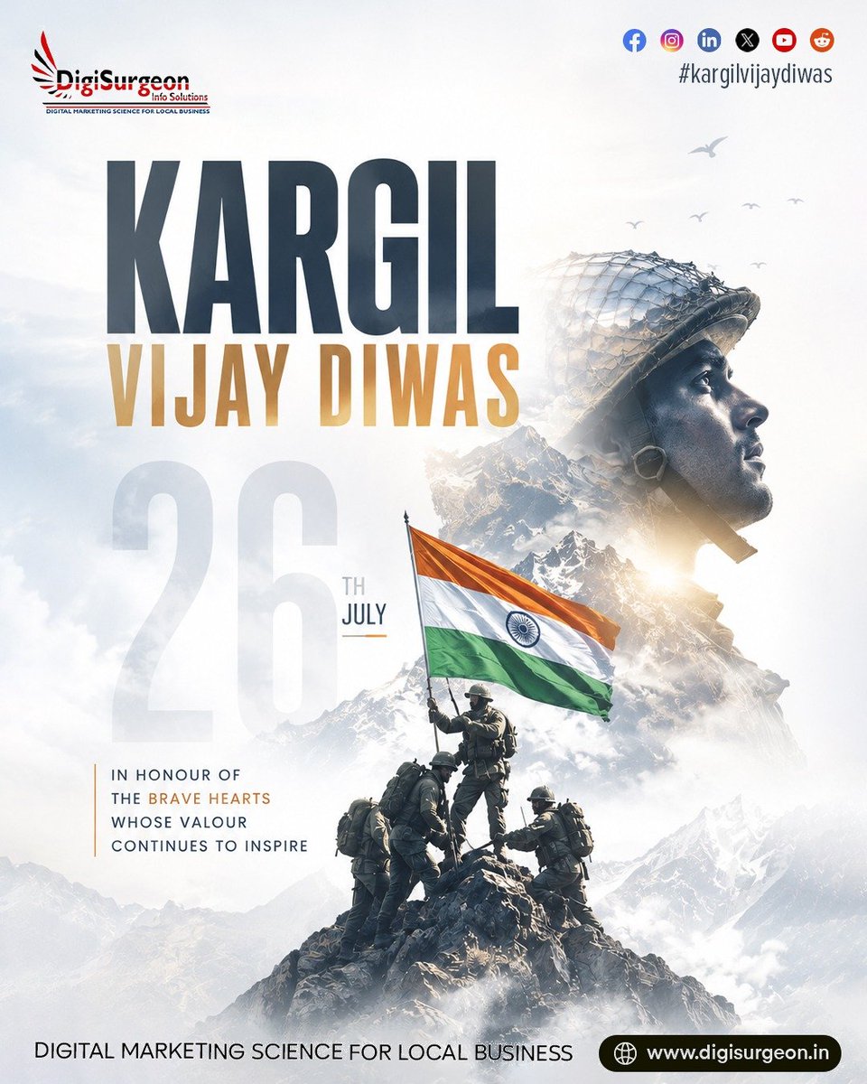Digi_Surgeon's tweet photo. "IN HONOUR OF THE BRAVE HEARTS WHOSE VALOUR CONTINUES TO INSPIRE" #KargilVijayDiwas

@Digi_Surgeon
CALL Now! 7905273410 | 8840133701
Web - https://t.co/jW2C55OoQA
#lucknow #googleadwords  #localbusiness #digitalpromotion #GoogleAdsPartner  #uttarpradesh #DigiSurgeon #dis https://t.co/ItLypx99AF