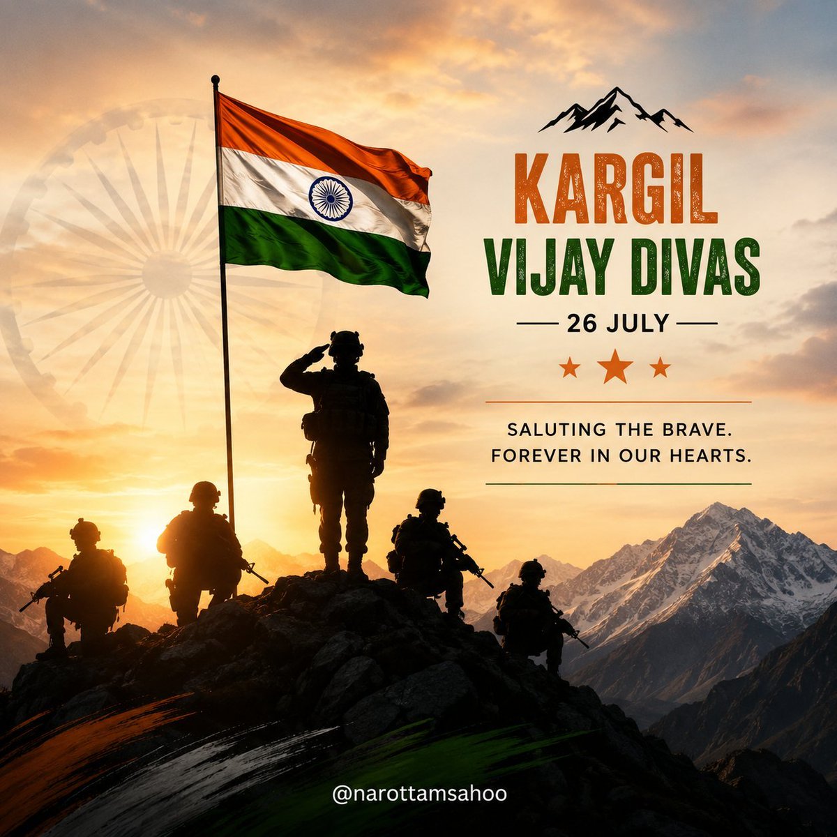 21stCentSpecial's tweet photo. A victory that lives on...
Kargil Vijay Divas | 26 July 2026 🇮🇳
Some #victories are not measured by territory won, but by the #courage that inspires #generations.
Their peaks became our #freedom. Their legacy is our responsibility.
Jai Hind! 
@IAF_MCC @adgpi @MyGovIndia https://t.co/dvJ80kRrom