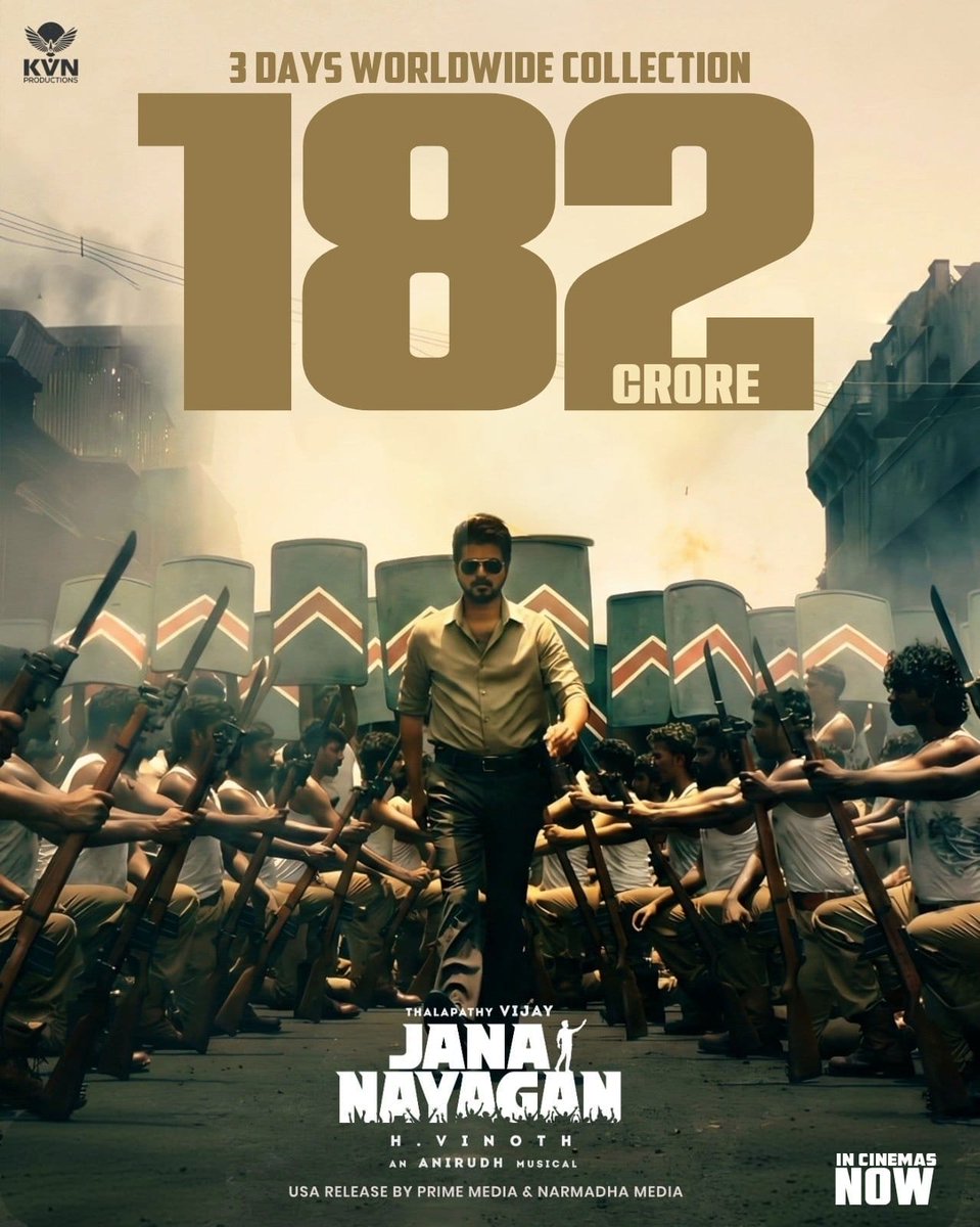 SmartSalim10's tweet photo. #JanaNayagan 3 Days Worldwide Collection ₹182 Crores 🔥🔥🔥🔥🔥🔥🔥 

Racing towards ₹200CR Club! 🔥🥁
Our Honarable Tamilnadu CM @actorvijay 👑 https://t.co/NWOrHIMboc