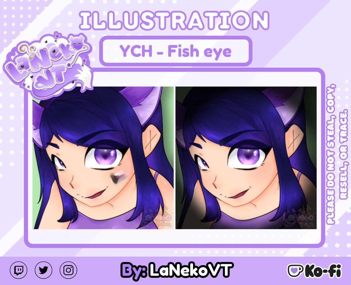 LaNekoVT's tweet photo. ✨FISH EYE YCH GIVEAWAY!✨
👑2 WINNERS

📋RULES:
♡ Follow me + Like + RT
♡ Drop your OC ref sheet below! 👇

🔒Deadline: August 30th

#artraffle #artgiveaway #YCH #YCHgiveaway #artmoots #VTuber #VTuberEN #VTuberES #digitalart #FreeArt #OCart #animeart #commissionsopen #arttwt https://t.co/nb4NdB4Zg9