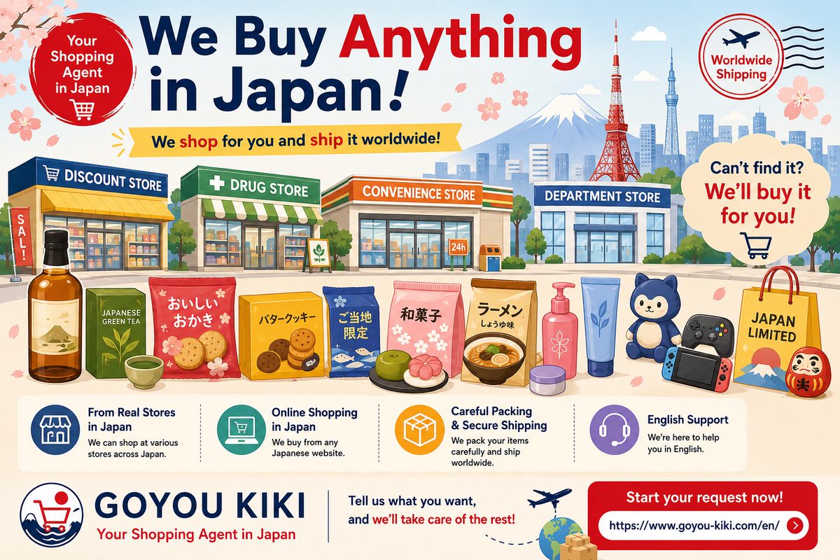 take_yhh's tweet photo. 🇯🇵 Looking for something that’s only available in Japan?

We can buy it for you—even from physical stores!

✔ Japanese whisky
✔ Limited-edition snacks
✔ Anime & gaming merchandise
✔ Cosmetics
✔ Regional exclusives
✔ Hard-to-find items

If it’s sold in Japan, we’ll do our best to find it and ship it worldwide. 🌏📦

Start your request here:
https://t.co/mBBAnBu7nv

#JapanShopping #ProxyService #PersonalShopper #JapanExclusive #ShopFromJapan #JapaneseSnacks #AnimeMerch #Japan