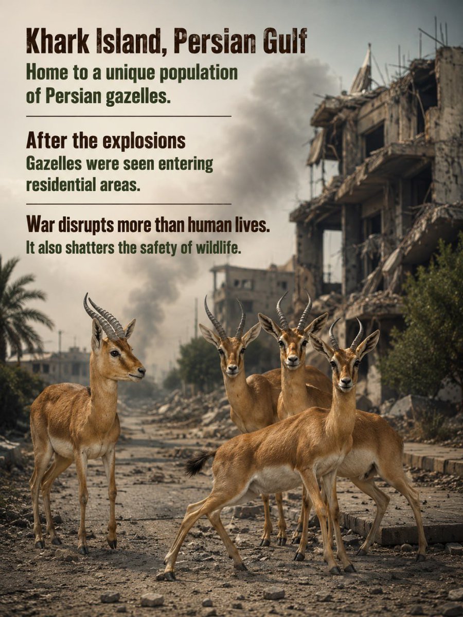 IRANinZIMBABWE's tweet photo. American War Crimes

U.S. attacks have damaged the habitat of the Persian gazelle on Khark Island. https://t.co/6cPKxBHnsG
