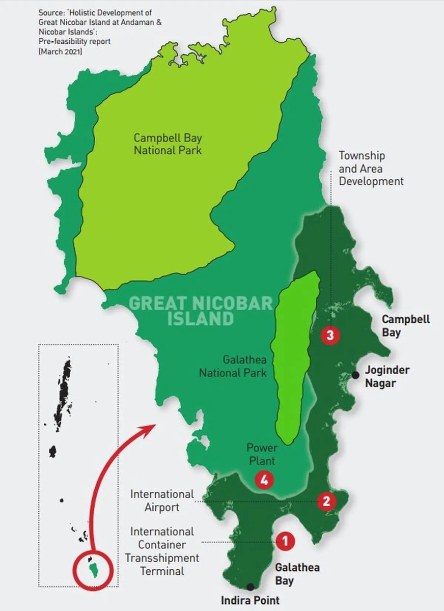 DamnAndCrazy's tweet photo. Great Nicobar Island Megaproject

🔸Estimated cost - ₹81,000 crore
🔸Transshipment Port - 14.2M TEU cargo capacity
🔸Airport - Dual-use military/civil international hub
🔸Township - Eco-tourism &amp; power plant

♦️Result - Strategic dominance over Malacca Strait trade route. 🔥 https://t.co/cB6AKg7Bk4