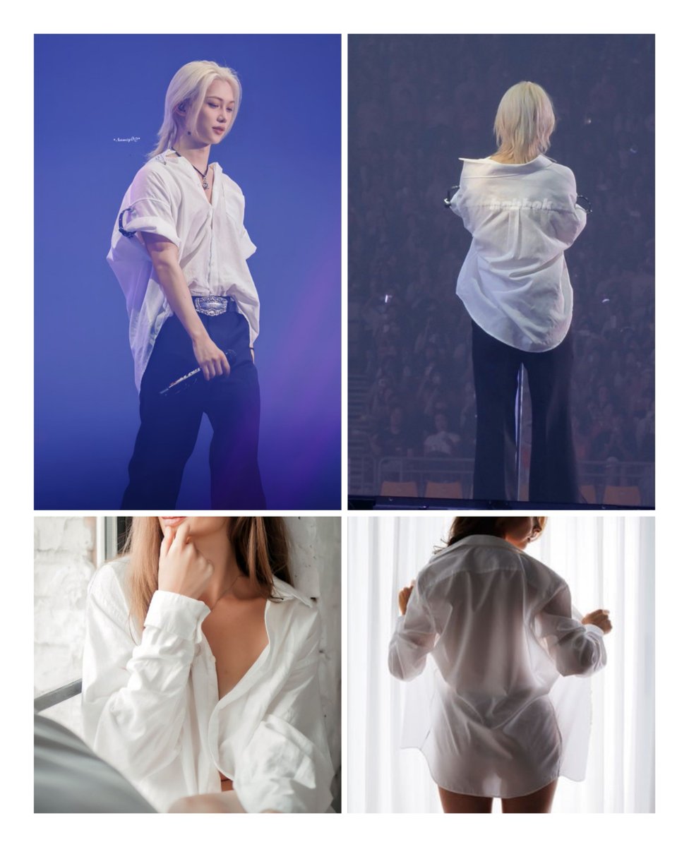 LovePiriLix's tweet photo. Felix is totally nailing the "girlfriend/wife using boyfriend/husband expensive big white shirt" aesthetic from romantic movies. 😌 https://t.co/WvNYxw3vBc