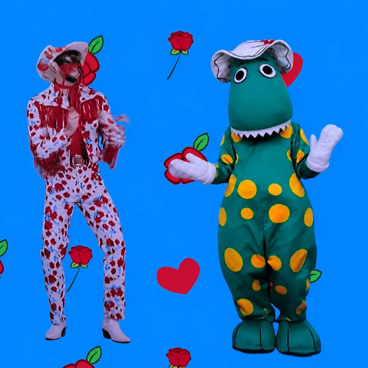 jzgesch09's tweet photo. Orville Peck featuring on the wiggles was not on my Sunday bingo card.. abc kids coming up with the goods haha! tomorrow's genre - artists featuring on kids television?? @HenryWagons https://t.co/Miyw2R8MqF