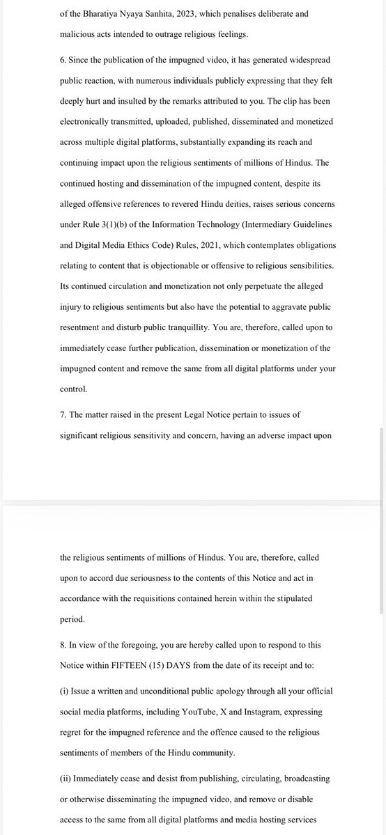 HinduLegalFund's tweet photo. THE LAW HAS BEEN SET IN MOTION.

Today, Hindu Network Foundation, through Hindu Legal Fund, has formally issued a legal notice to Kunal Kamra in respect of statements that have outraged the religious sentiments of millions of Hindus and given rise to serious legal consequences. https://t.co/7VTu28YkQz
