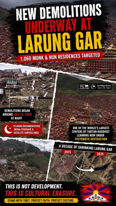 quansiwu's tweet photo. The scale of Larung Gar reflects the global significance of Buddhist education, making it one of the most respected monastic settlements worldwide. #SaveLarungGar #LarungGar #ChinaDemolitionDrive https://t.co/UZGiET95wn