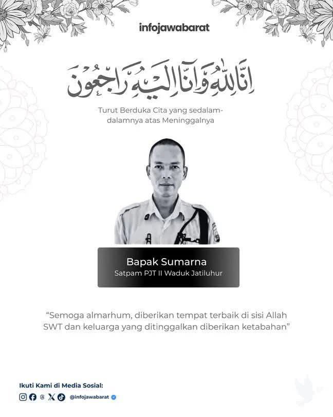 SudutTakKasat's tweet photo. Bayangin, tanganmu  diborgol, kakimu diiket, terus kamu diceburin ke waduk.  Ngga ada yang liat seberapa tersiksanya kamu waktu air mulai penuhin paru paru.  Ngga ada yang liat  seberapa putus asanya kamu waktu matamu masih bisa natap matahari dan langit biru, tapi kamu sadar, kamu ngga bisa ngapa ngapain. Alm Bapak Sumarna, security Waduk Jatiluhur yang meninggal. Dia meninggal karena berupaya membubarkan kerumunan anak muda tapi dia dilakban dan diceburkan ke waduk. Jasadnya baru ditemukan jam 11.00 Katanya para pelaku masih SMP

semoga seluruh pelaku segera ditangkap dan diproses sesuai hukum yang berlaku. @prabowo @ListyoSigitP  @DivHumas_Polri @DediMulyadi71  bantu di followup bang budi @BudiBukanIntel