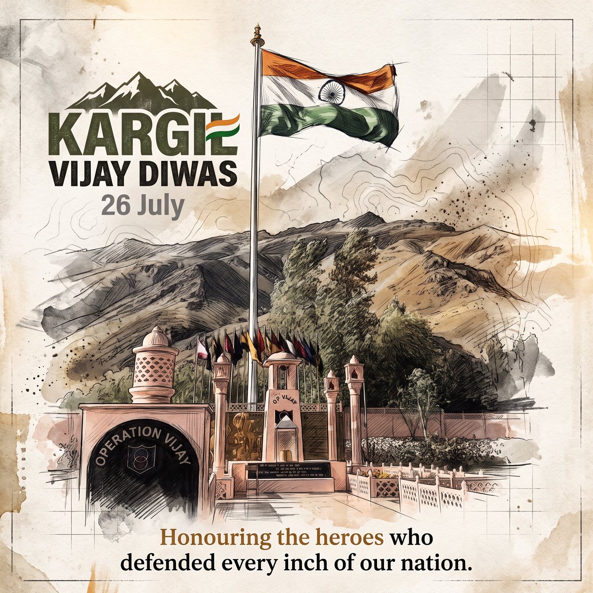 sssdefence's tweet photo. A tribute to the Heroes of Kargil. 🇮🇳

On Kargil Vijay Diwas, we remember the courage, resilience, and selfless sacrifice of the brave soldiers who served the nation during Operation Vijay.

Their commitment to duty continues to inspire generations.

We honour their legacy. 

🇮🇳 Jai Hind.

#KargilVijayDiwas #OperationVijay #JaiHind