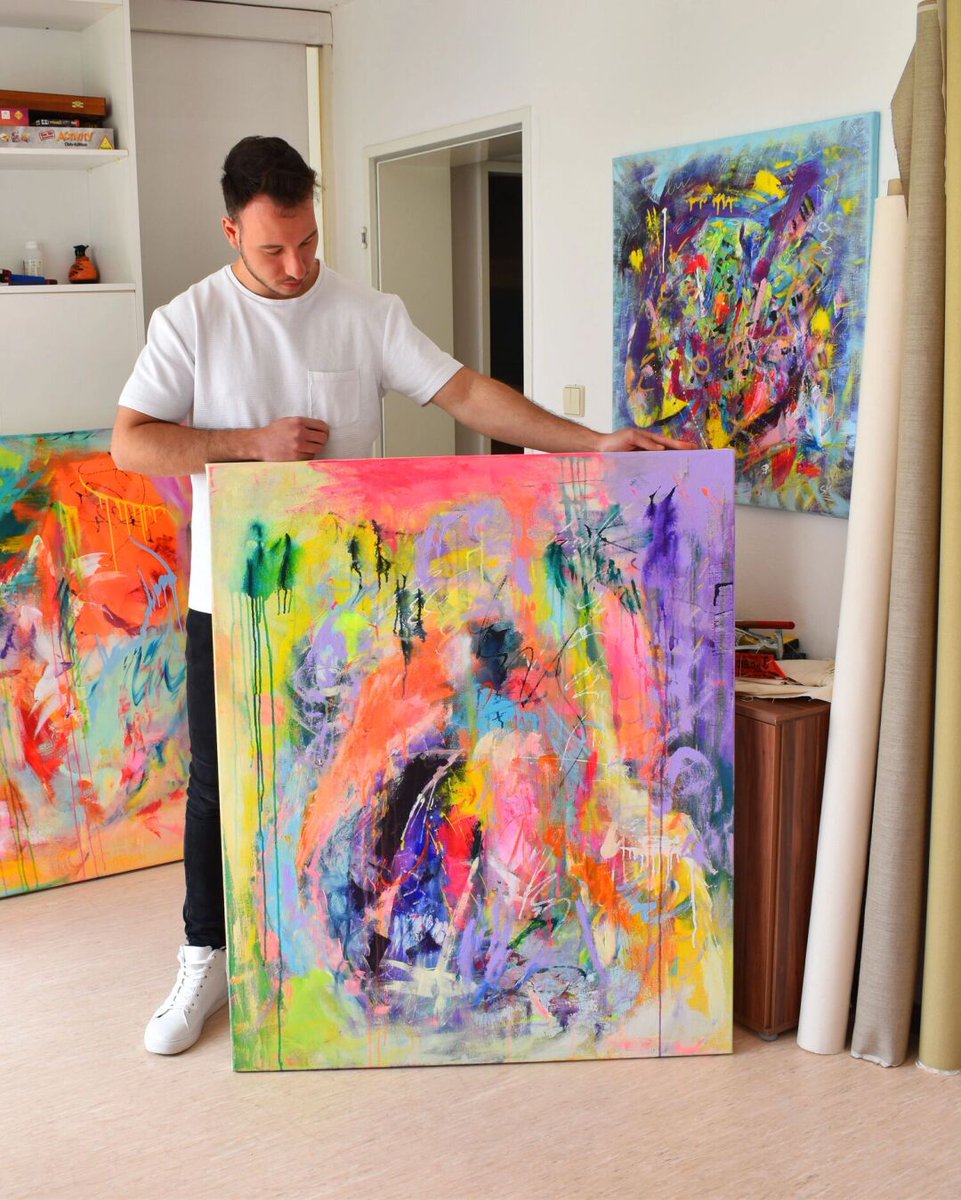 ulh3Yg1xDnR3xRw's tweet photo. Step into the vibrant abstract art studio u0026 feel every brushstroke’s energy—today’s open session turned blank canvas into pure, unfiltered emotion.， https://t.co/Rq4ZSBLgTY