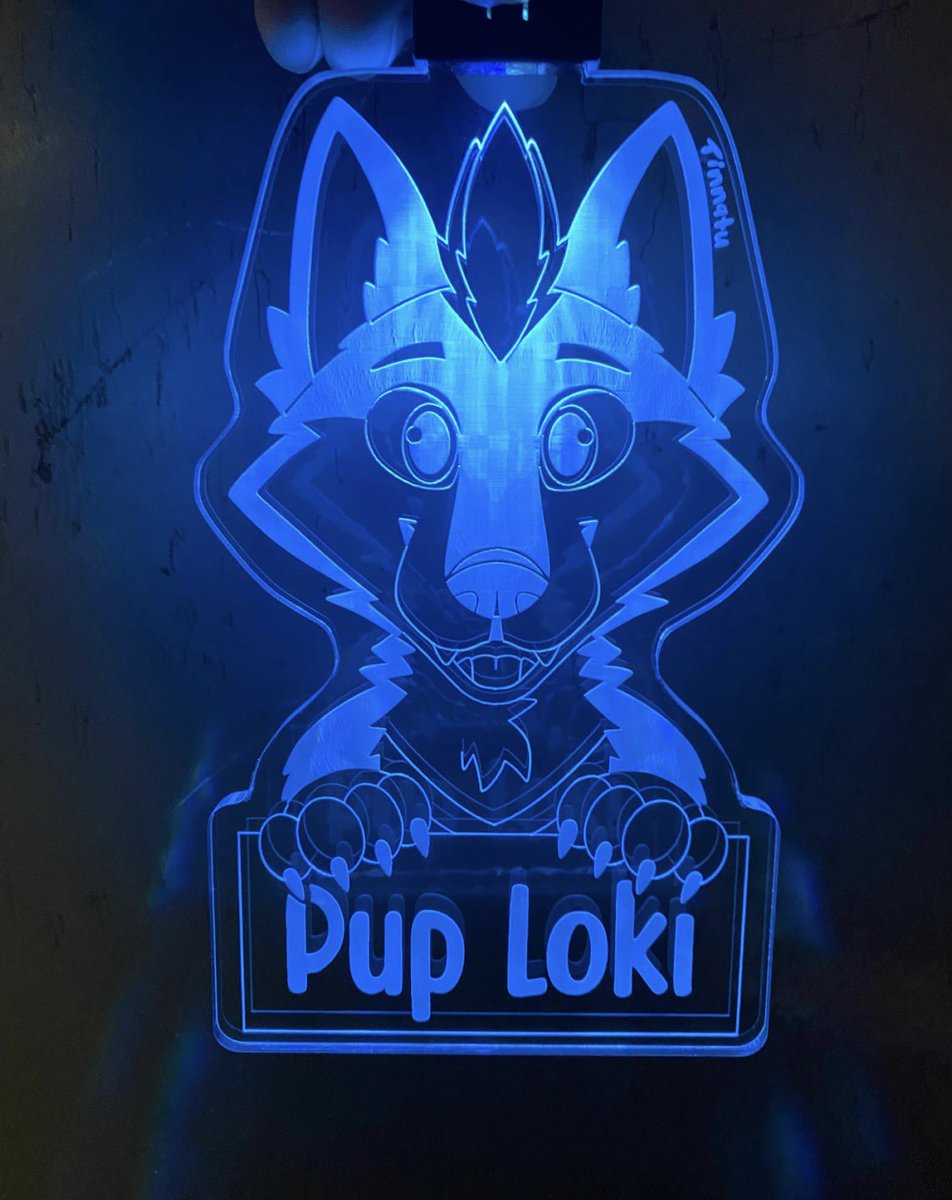 AlphaPupLoki's tweet photo. New LED Badge!  Thank you to tinnatupaws for creating it for me! https://t.co/IQ15fJZm0E