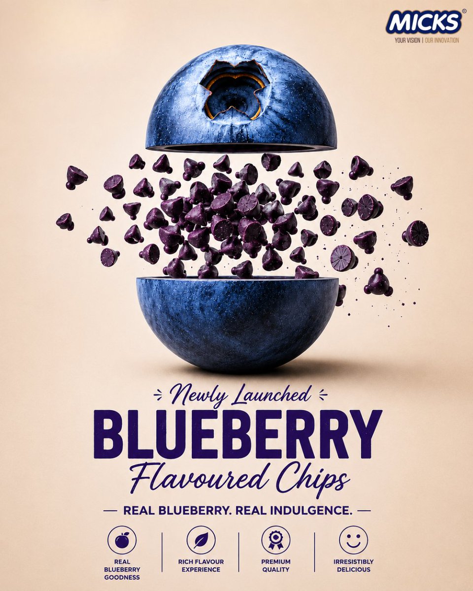 MicksChocolates's tweet photo. A New Berry Sensation Has Arrived!
Meet the newest addition to the MICKS family—premium blueberry flavoured chips made to elevate every dessert, bakery creation, and sweet indulgence.
Taste the Difference. 
#mickschocolates #MICKS #desserts #blueberry #toppings https://t.co/uIqsQkBVeO