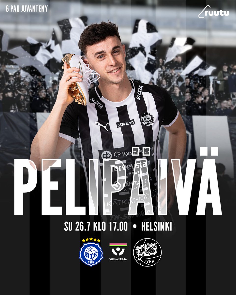 TPSjalkapallo's tweet photo. Pelipäivä! TPS lähtee kaatamaan HJK:ta toistamiseen tällä kaudella 🔥

⚽️ HJK–TPS
🏟 Bolt Arena, Helsinki
⏰ Su 26.7. klo 17.00
📺 Ruutu näyttää pelin suorana lähetyksenä

#FCTPS #Veikkausliiga https://t.co/ED4a9L7txu