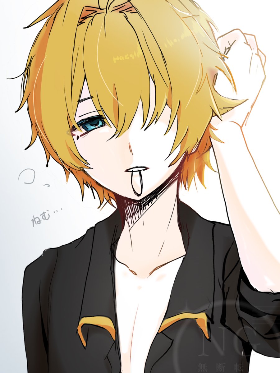 RikuYami_0330's tweet photo. 寝起きランサー #鏡音レン https://t.co/btwI4v1nq1