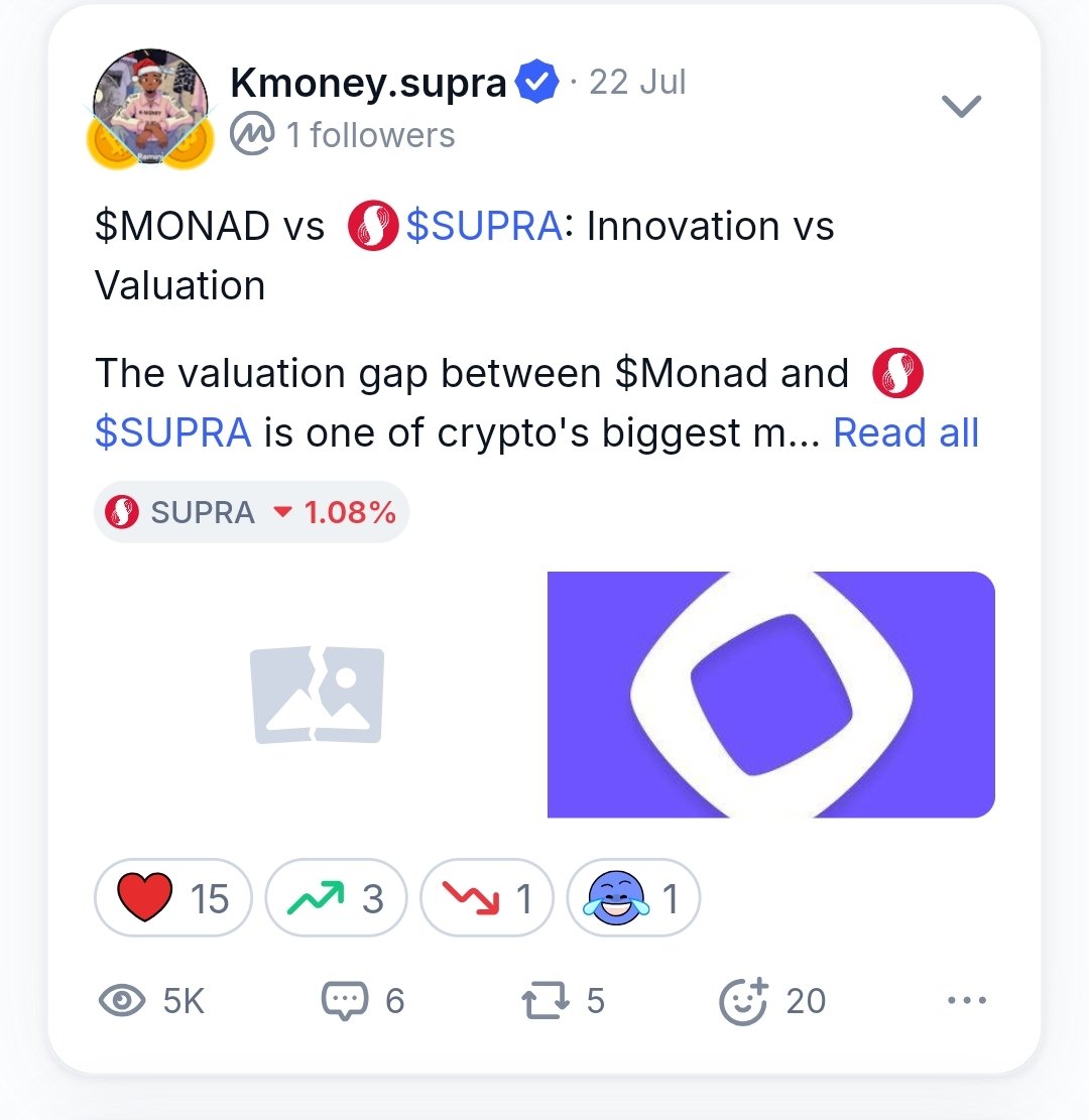 MaaziEgo's tweet photo. Dear all, I'm excited to share that I'm now officially verified on @CoinMarketCap and have been invited to join the CMC Creators Hub 🎉

As always, I will be using this platform to double down on my $Supra campaign. A blockchain as innovative as Supra deserves every bit of support, and I'm committed to doing my part to help spread the vision.

If you're on CoinMarketCap, kindly hit the Follow button, and I'll gladly return the favour. 🫡🤝

The journey continues🚀

#Supra