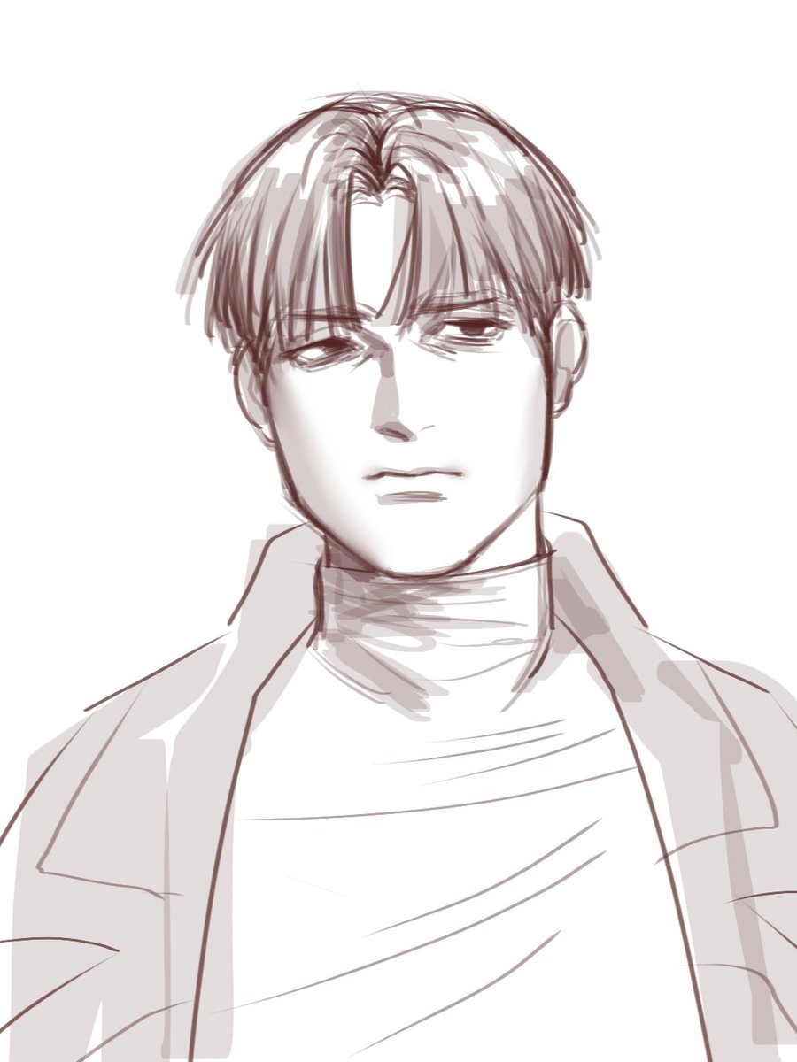 bondagedackrman's tweet photo. he's giving Korean idk... 🤒 or maybe js me (I don't know how to draw Levi anymore i forgor ) https://t.co/NKktbSQCtI