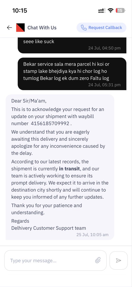 Monup3n0's tweet photo. @help_delhivery Irresponsible staff no issue no response ur side I have recording vedio proof I am going to take my parcel in ur hub 5hours of waiting they guys just say ur parcel was misplaced and wrong packaging AWB#4156185709992 worst staff and worst service https://t.co/maw8j6go0q