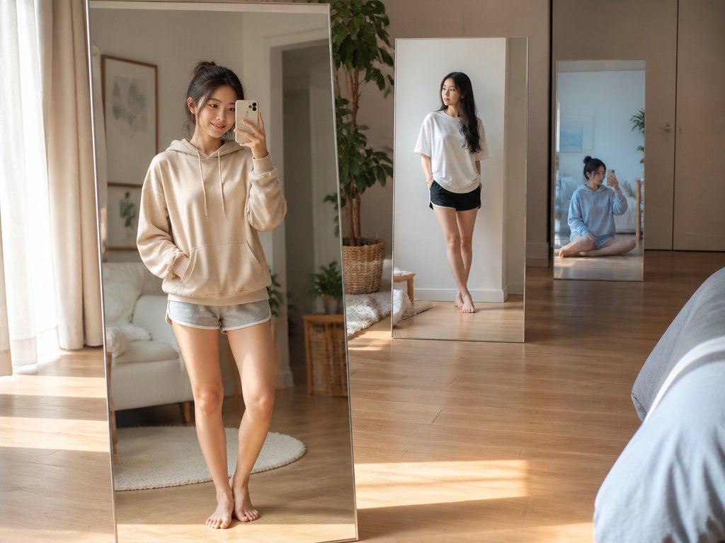 Floating Mirror Korean Apartment Lifestyle Photo