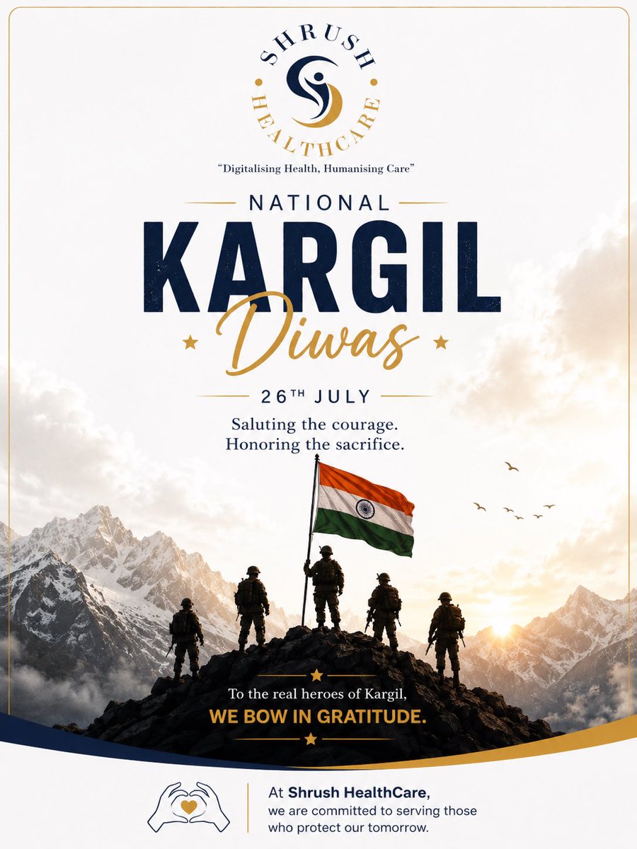 ShrushHealth's tweet photo. Honouring the spirit of Kargil. Remembering the heroes.
Shrush HealthCare pays heartfelt tribute to the brave soldiers of the Indian Armed Forces who stood fearless in the face of adversity and safeguarded our tomorrow.

Jai Hind

#KargilVijayDiwas #shrushhealthcare #IndianArmy https://t.co/QnNmlJYP4b