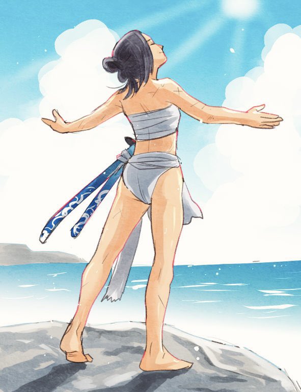 MaruyamadaMaru's tweet photo. 全然タグとあってない絵だけど毎日暑いからつい夏な感じで描きたくなるw

褌を手に入れて開放的になる怨霊お篤

#對馬羊蹄幽霊の日 https://t.co/PP7qE5N1op