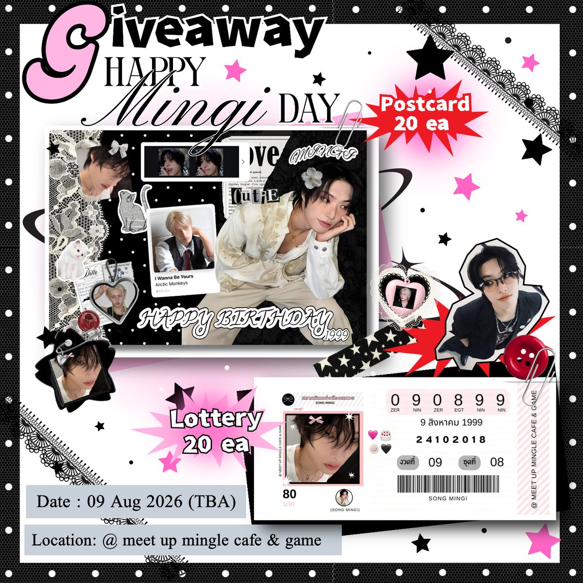 starchxisan's tweet photo. 🩷 GIVEAWAY HAPPY MINGI DAY 🖤
— #ClubRushMingi

Postcard 20 ea
lottery nongmuay 20 ea

🗓️ 09 AUG 2026 ( TBA )
📍 Meet Up Mingle Cafe &amp; Game

( Pls Kindly rt )
#Atinyนักเเจก #MINGI https://t.co/nHZ9rY1TOP