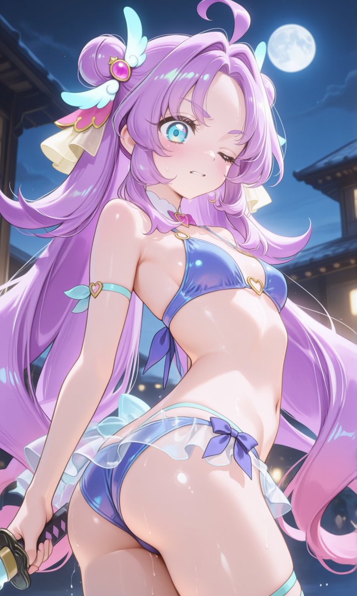 lbsupper_'s tweet photo. アンサーちゃんの夏が可愛すぎる……💙✨

左：プールサイドで少し恥ずかしそうな正式スタイル
右：夜のプールでビキニ姿、完全に無防備

どっちが好き？正直に教えて！

#CureAnswer #名探偵プリキュア #CuteAnimeGirl https://t.co/GcSIH5e0if