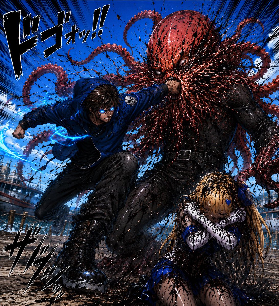 JoshuaLongw58w's tweet photo. Defeating the squid, save the girl https://t.co/o1FZMFdcC0
