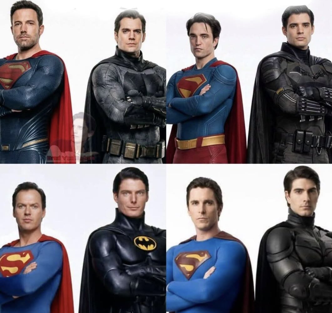 Bornakang's tweet photo. The Supermen can pull off the Batman look but the Batman can't pull off Superman https://t.co/vBXBb0Fh5x