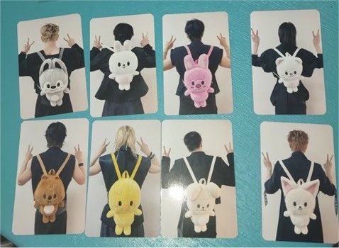 shoyoskz's tweet photo. skz using skzoo backpack for entrance gif photocard set day 2!!🥹 https://t.co/Kn3yck0Vh5