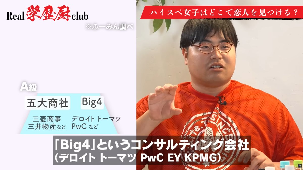 haru_x2026's tweet photo. ふーみんが考える企業ピラミッド、五大商社とBIG4が同格で草 https://t.co/phvH3oRoY7