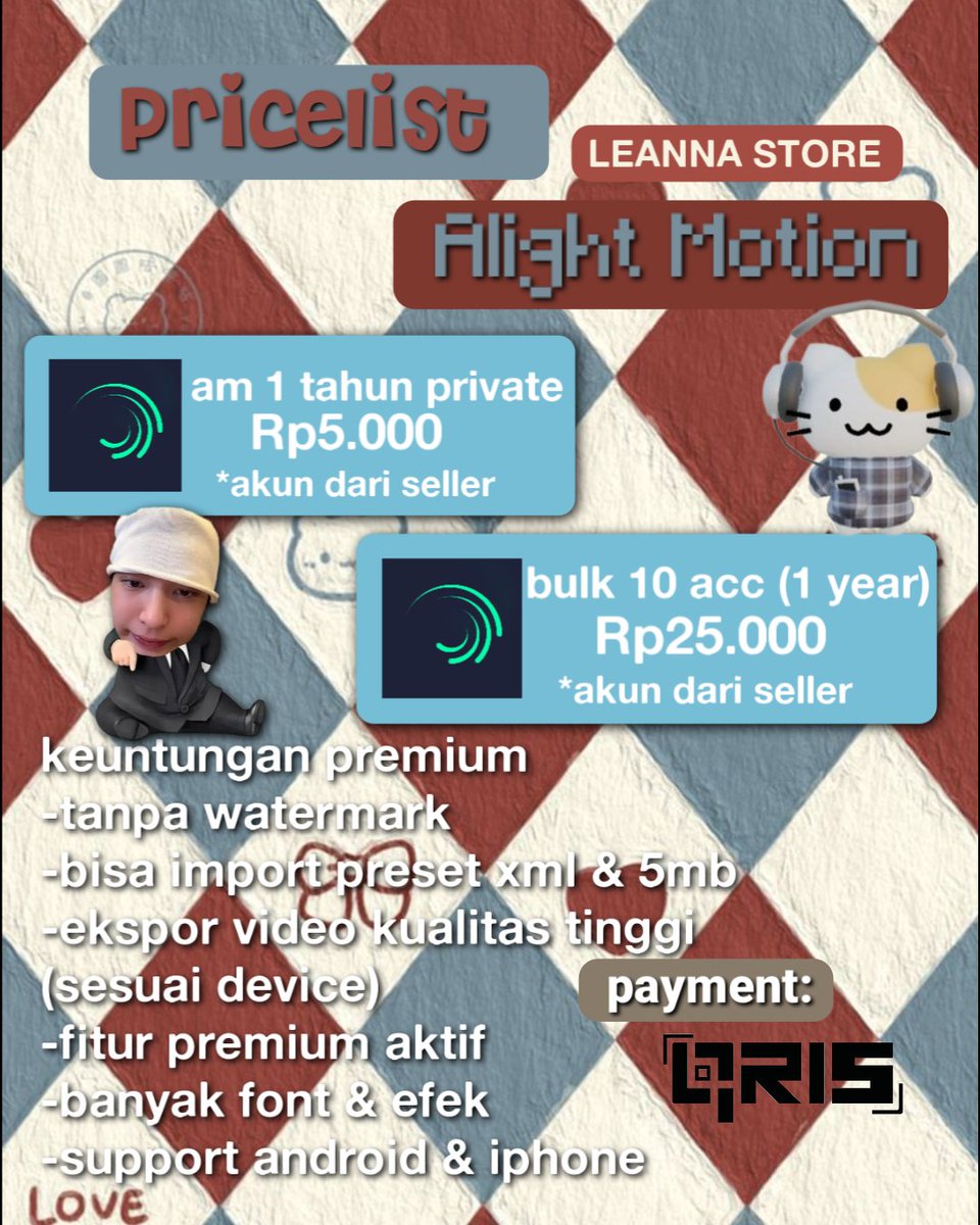craftieshaa's tweet photo. guys, buat kalian yang nyari am privat 1 tahun bisa dm aku yaaa, sekali upgrade ngedit jadi lebih enak, banyak fitur bagus, gaperlu mikirin watermark lagi dan yang pastinya aman, apa lagi cuma modal 5k💗

#jualan #alightmotion #ampremsetahun https://t.co/ssRgVZhIK4