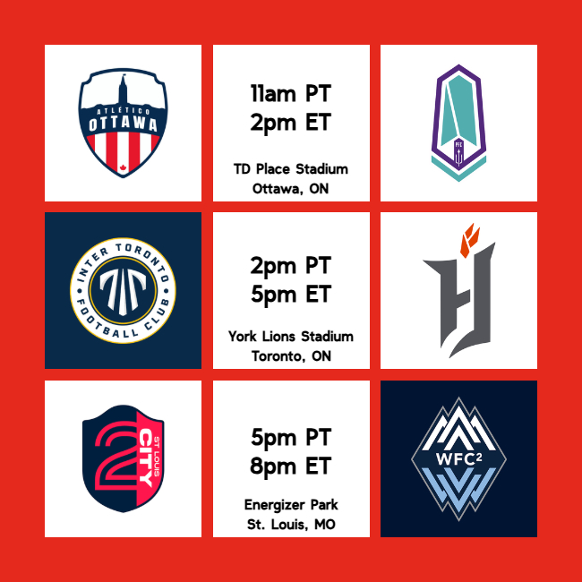CanadianFootie's tweet photo. MATCHDAY
CPL- @atletiOttawa 🆚 @Pacificfccpl at 11am PT / 2pm ET
CPL- @inter__toronto 🆚 @ForgeFCHamilton at 2pm PT / 5pm ET
MLSNP- @STLCITY2 🆚 @wfc2 at 5pm PT / 8pm ET
#CPLSoccer #EarnYourStripes #ForTheIsle #TogetherToronto #TogetherWeForge #MLSNEXTPro #WFC2 #SaveTheCaps https://t.co/B2u6OfjAxa