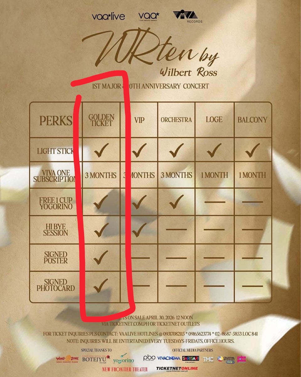 _acai1's tweet photo. RUSH SALE: 1 Golden Ticket – WRTEN by Wilbert Ross (DAY 2) Gold RGT / 7 / 11

Price: = 4600 (negotiable for sure buyer)

Unfortunately, I won't be able to attend due to emergency work. Bilhin niyo na po please. 🙏🏻 Dm niyo lang ako. Salamat.

#WRMultimediaWonder
#WilbertRoss
#LFB https://t.co/45oR8cxhAr