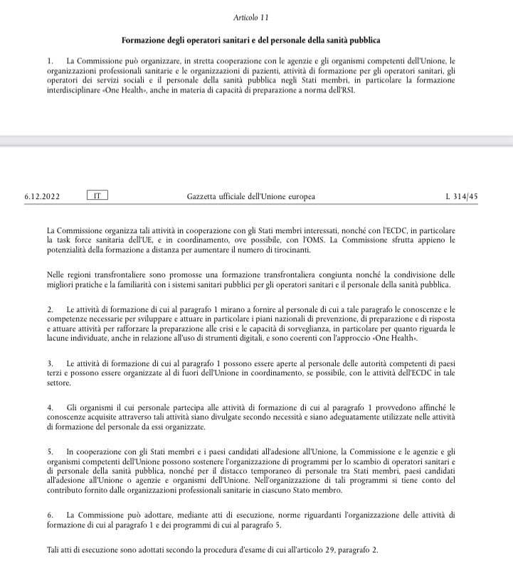 RHolzeisen's tweet photo. ‼️Ma i medici (o quanto si presume tale) perché hanno seguito il protocollo folle della „Tachipirina e Vigile Attesa“, nonostante che era all‘evidenza contrario a ogni evidenza scientifica?

Oltre a dover accertare le fondamentali responsabilità anche di natura penale dei responsabili del Ministero alla (Non-) Salute, del CTS, dell‘ISS, dell‘AIFA ecc., va aperta una seria discussione sulla „classe medica“. 
Perché alla luce dei principi fondamentali (noti da tanto tempo) della farmacologia, virologia e della clinica delle malattie infettive (tra cui le conseguenze polmonari, ma non solo) - tantissimi cosiddetti „medici“ hanno applicato il metodo della „Tachipirina e vigile attesa“?
Perché i medici di base - in buona parte - hanno omesso di seguire e curare i loro pazienti applicando una conoscenza, che almeno in teoria durante lo studio di medicina avrebbero dovuto aver acquisito? 
Va urgentemente chiarito quanto segue:
1) che cosa viene insegnato nell’ambito dello studio di medicina nelle Università italiane???
2) gli studenti di medicina vengono istruiti/formati a ragionare, oppure a seguire ciecamente quanto il politico di turno a capo del Ministero della Salute con i suoi „consulenti“ e i capi di nomina politica in testa all’ISS e all’AIFA proclamano in protocolli?
3) chi determina i programmi dello studio di medicina e le nomine a professori delle facoltà di medicina in Italia?

Una cosa è certa e molto preoccupante: con il Regolamento UE del Parlamento Europeo e del Consiglio 2371/2022 (votato in Parlamento Europeo da tutti i parlamentari europei italiani - tranne Francesca Donato - nonché dal rappresentante del governo Meloni nel Consiglio Europeo) ad aver preso definitivamente in mano l’attività della „(de)-formazione“del personale sanitario è la Commissione Europea e l‘OMS e, dunque, big pharma e in primis i produttori dei „vaccini“, inclusi i sieri sperimentali a base genica alias le iniezioni a roulette russa e sicuro mezzo per la depopolazione dell’Europa dei suoi abitanti indigeni.
👇👇👇
https://t.co/XmpF3Jvq39