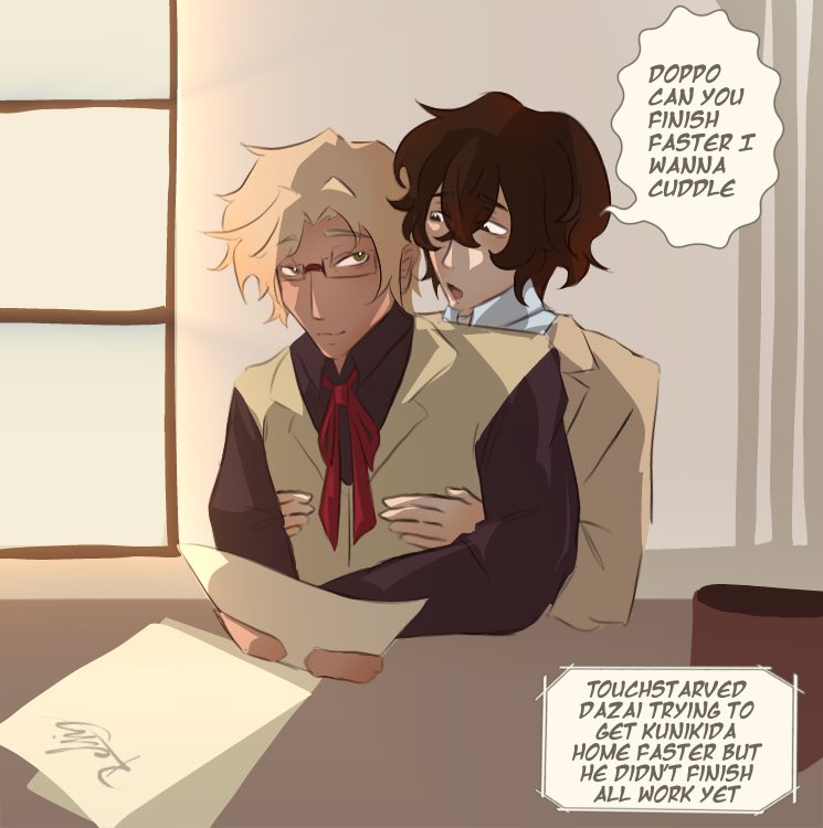 relvig_'s tweet photo. Wohooo kunizai week day 2 and I didn’t give up after day 1 

Day 2 - Touch starved 

#kunizai #kunizaiweek2026 #kunikida #dazai @KunizaiWeek https://t.co/fZ0TFZl7wf